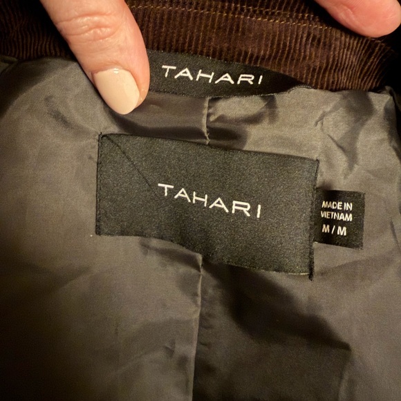 Tahari Taylor barn jacket green cotton-blend corduroy collar gold toggles Medium - Picture 12 of 13